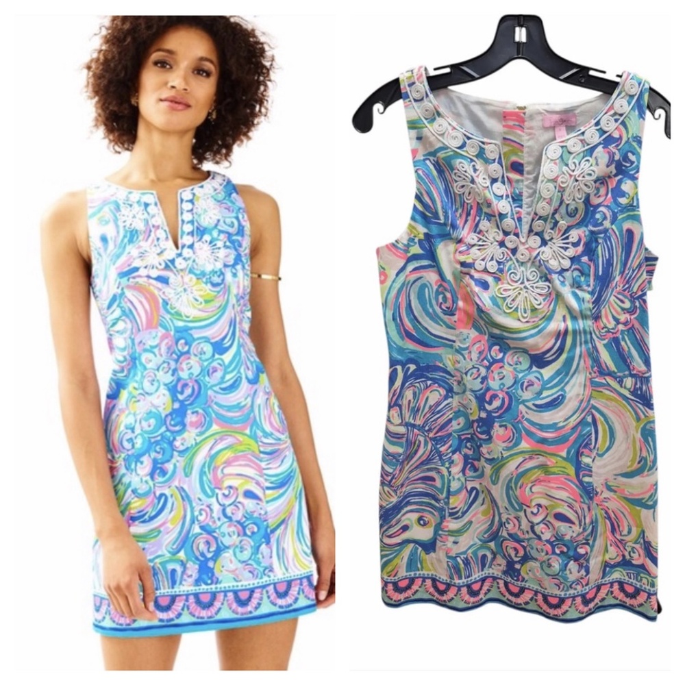 Lilly Pulitzer Dress 6 Shift Gabby Gillty Pleasure mini sleeveless neon
